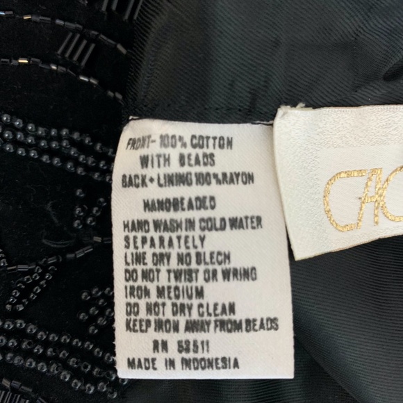 Vintage CACHE Black Beaded Evening Tuxedo Vest Women's Sleeveless sz L 80s Adjus - Picture 9 of 13